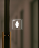 Nálepka wc ženy priehľadná pieskovaná 8 x 8 cm