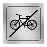Nálepka zákaz vstupu s bicyklom strieborná štruktúrovaná 8 x 8 cm