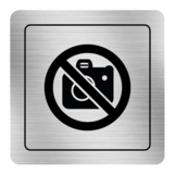 Nálepka zákaz fotografovania strieborná štruktúrovaná 8 x 8 cm