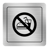 Nálepka zákaz vstupu s jedlom strieborná štruktúrovaná 8 x 8 cm