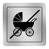 Nálepka zákaz vstupu s kočíkom strieborná štruktúrovaná 8 x 8 cm