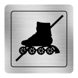 Nálepka zákaz vstupu na korčuliach strieborná štruktúrovaná 8 x 8 cm