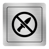 Nálepka zákaz vstupu s ostrými predmetmi strieborná štruktúrovaná 8 x 8 cm