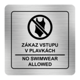 Nálepka zákaz vstupu v plavkách strieborná štruktúrovaná 8 x 8 cm