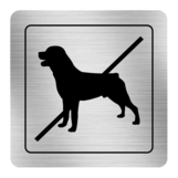 Nálepka zákaz vstupu so psom strieborná štruktúrovaná 8 x 8 cm