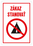 Samolepka zákaz stanovať 10,5 x 14,8 cm