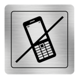 Nálepka zákaz telefonovať strieborná štruktúrovaná 8 x 8 cm