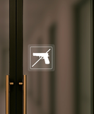 Nálepka zákaz vstupu so zbraňou priehľadná pieskovaná 8 x 8 cm