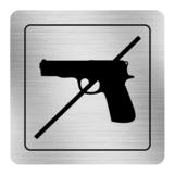 Nálepka zákaz vstupu so zbraňou strieborná štruktúrovaná 8 x 8 cm