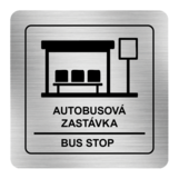 Nálepka autobusová zástavka strieborná štruktúrovaná 8 x 8 cm