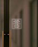 Nálepka zatvárajte dvere priehľadná pieskovaná 8 x 8 cm