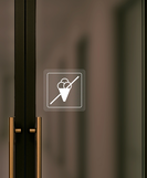 Nálepka zákaz vstupu so zmrzlinou priehľadná pieskovaná 8 x 8 cm